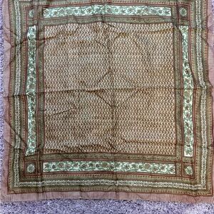 Elegant Brown and Green Patterned Scarf